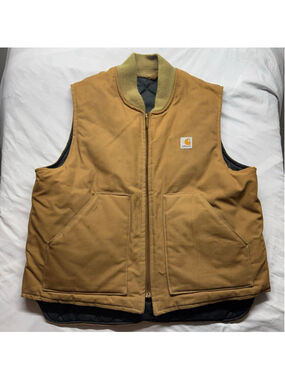 Vintage Carhartt VQ0186 Brown Duck Vest Mens XL Quilt Lined Workwear USA Made